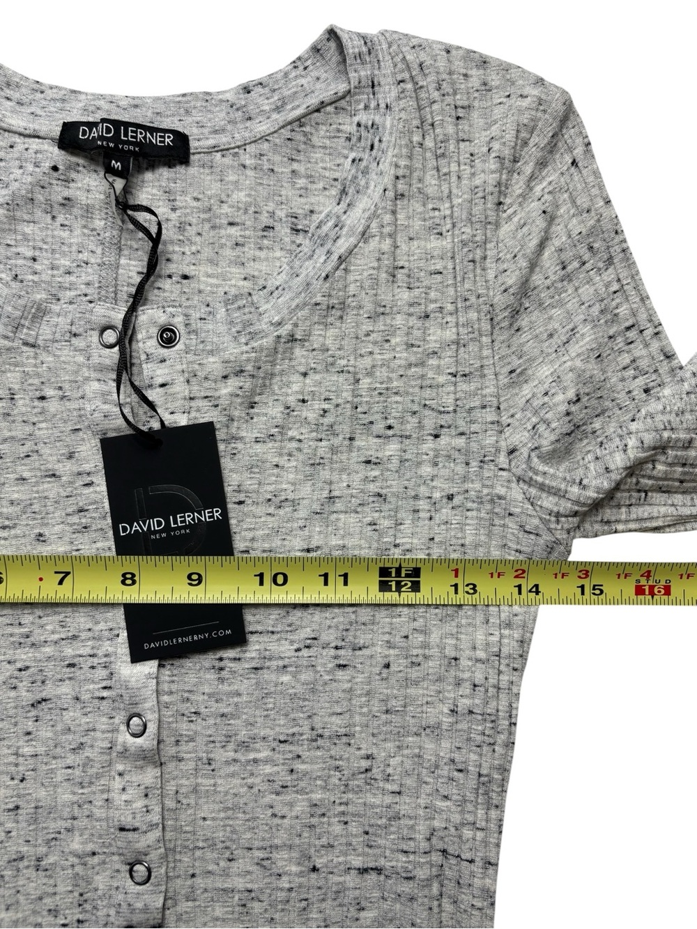 NWT David Lerner Ribbed Henley Mini Dress Light Heather Gray M Revolve - Picture 5 of 9